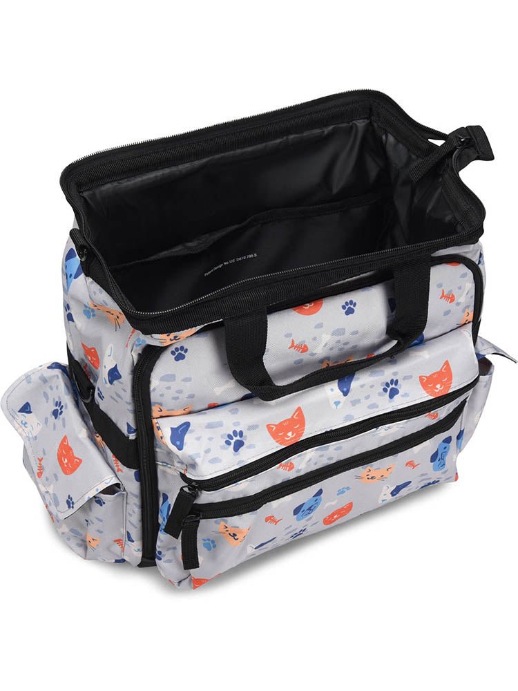 The Nursemates Ultimate Medical Bag in "Furry Faces" featuring a large hinged mouth.