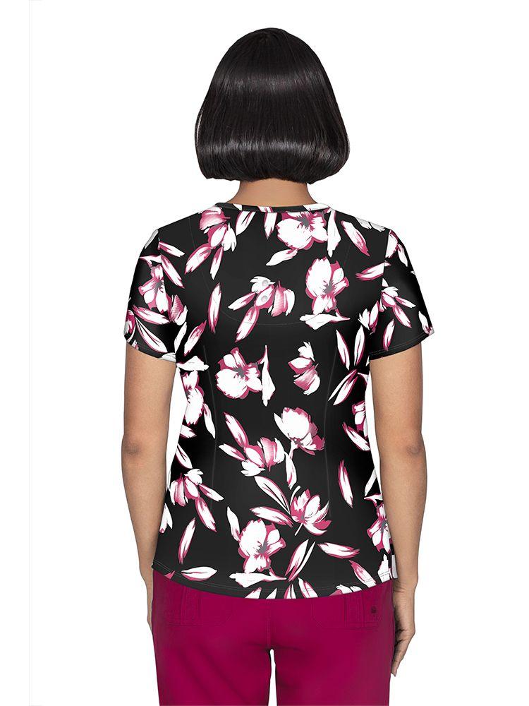 Premiere by Healing Hands Women's Isabel Print Top in Exquisite Floral featuring Stretchy form fitting fabric
