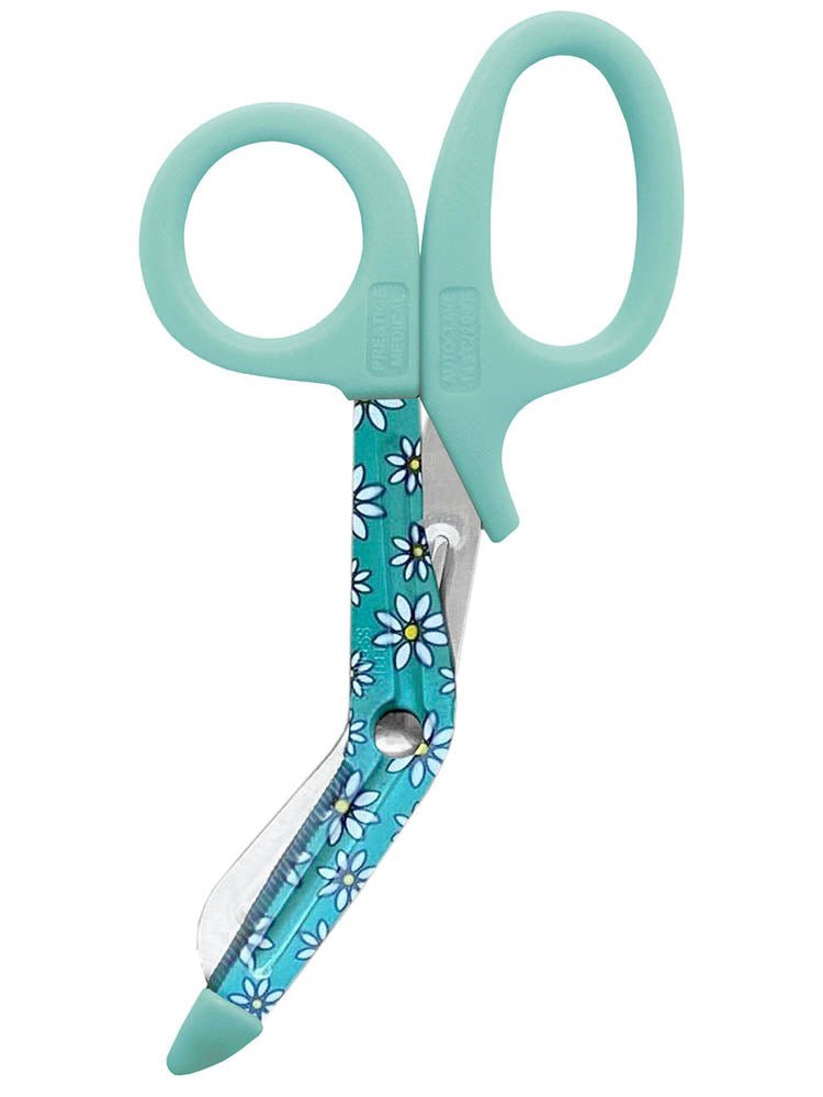 Prestige Medical 5.5" Stylemate Utility Scissors in "Daisies Aqua Sea" print.