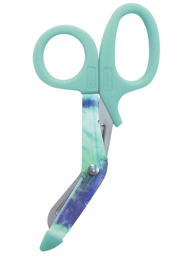 Prestige Medical 5.5" Stylemate Utility Scissors in "Tie Dye Tropical" print.