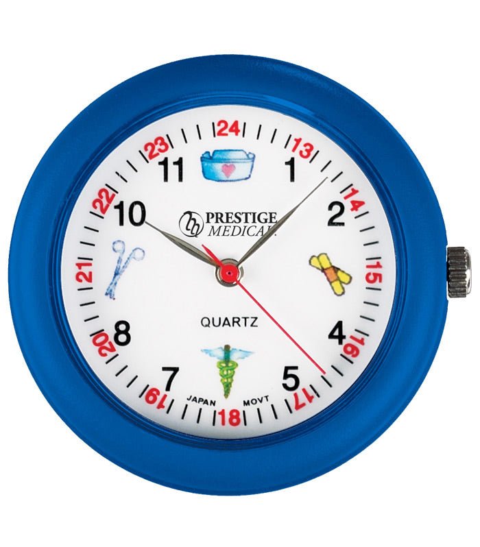 Blue Prestige Medical Analog Stethoscope Watch with Symbols.