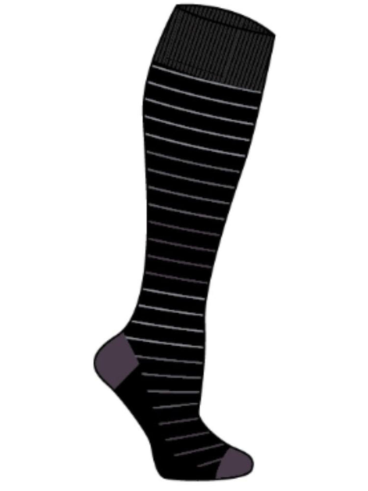 Pro-Motion Women's Compression Socks in black with stripes that relieves tightness