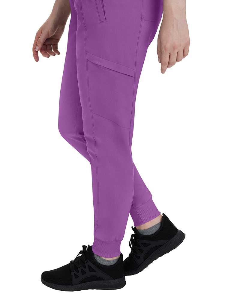 Purple Label by Healing Hands Women's Toby Jogger in Crush Berry has rib knit ankle cuffs