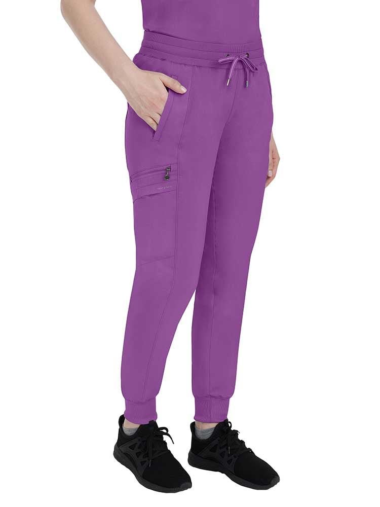 Purple Label by Healing Hands Women's Toby Jogger in Crush Berry has cargo pockets