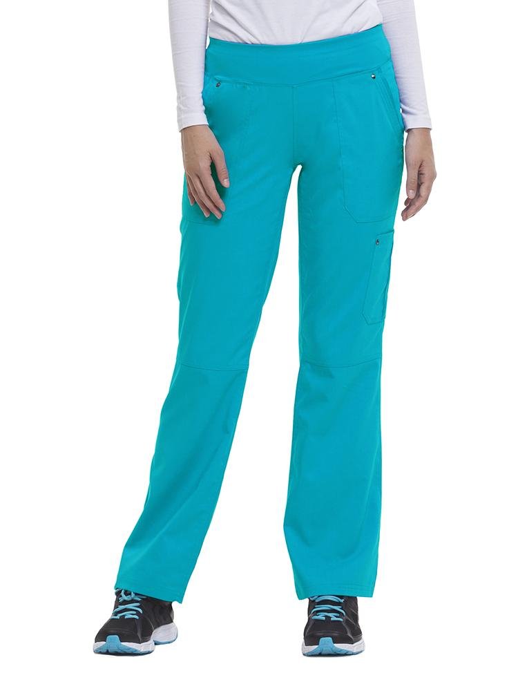 Purple Label Women's Tori Yoga Waistband Scrub Pant in teal featuring durable wash & wear fabric