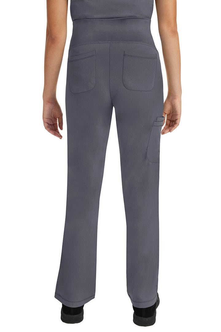 A young nurse wearing a Women's Rose Maternity Cargo Scrub Pant from HH Works in Pewter featuring two back patch pockets.