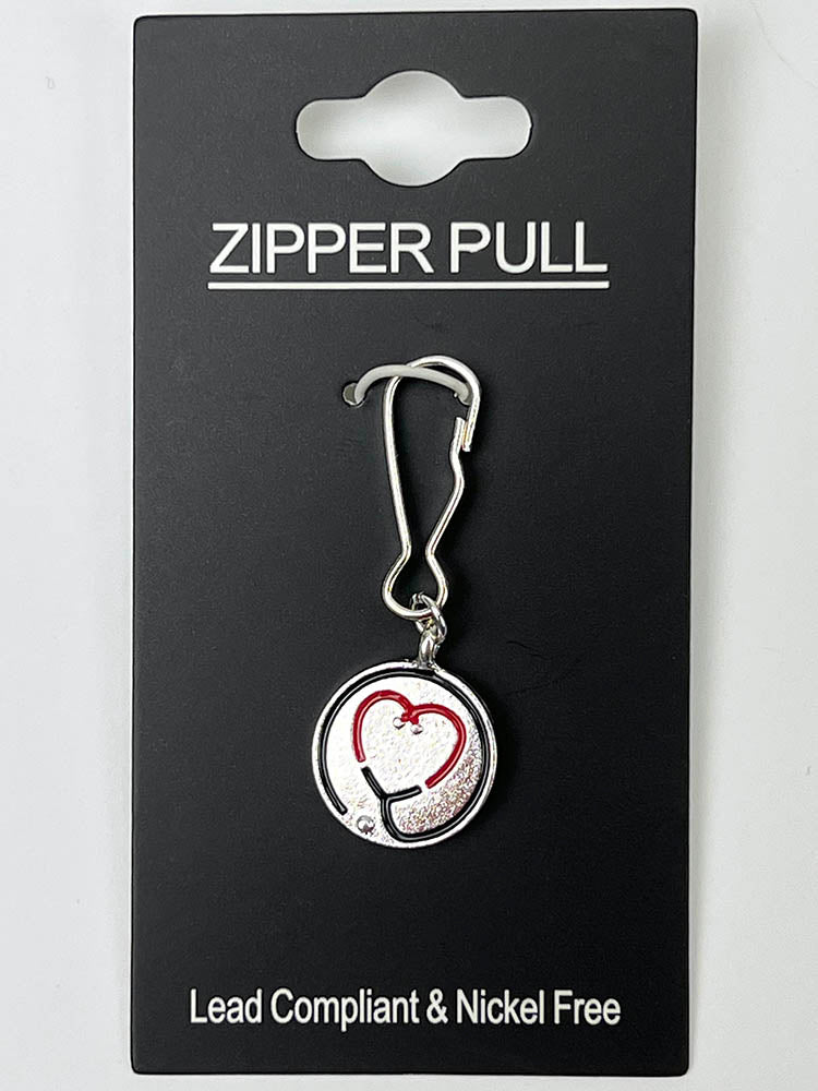 Stethoscope Zipper Pull from 2Hope in "Heart" featuring a lead compliant & nickel free construction.